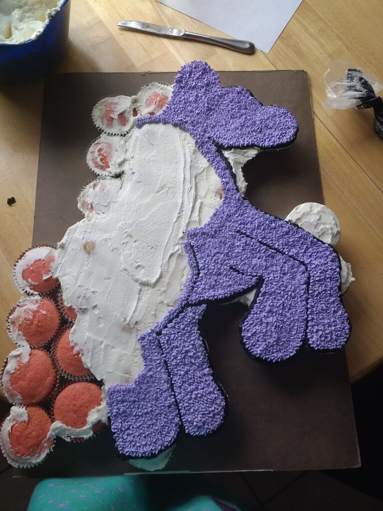 Halfway Filled in Unicorn Cupcake Cake