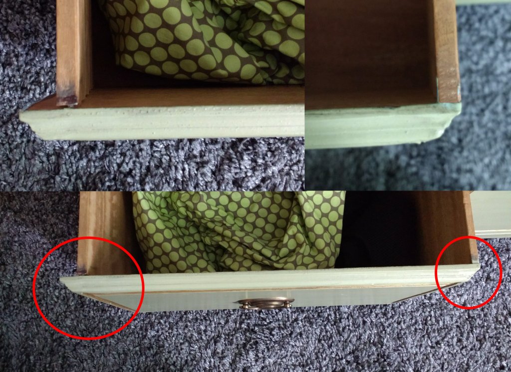How the drawers lined up flesh on one side and not the other