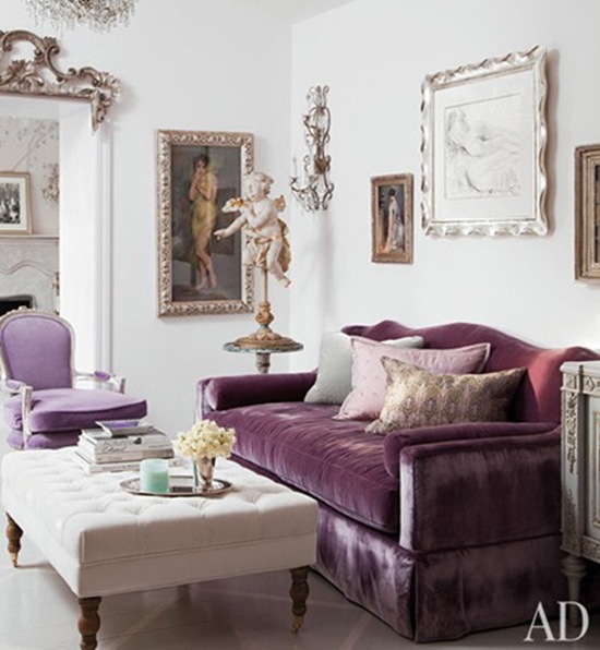 Monochromatic interior design color wheel scheme with purple